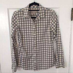 Banana Republic Oxford Soft Wash Grey Gingham Flannel